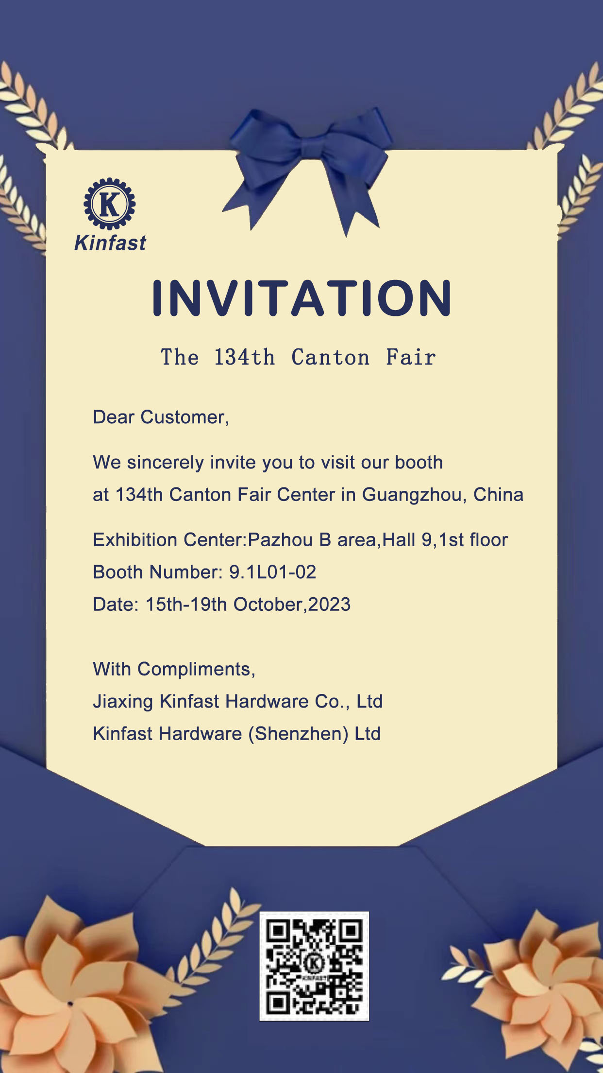 Welcome to visit us at the 134th Canton Fair