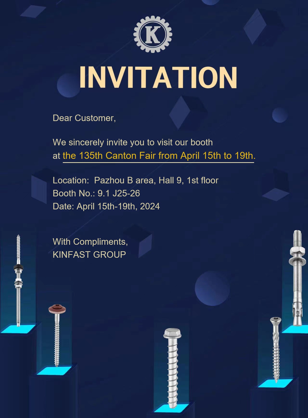 Welcome to visit us at the 135th Canton Fair